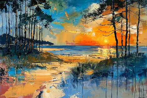 artiste peintre peinture sur bois de pin maritime cap-ferret.art